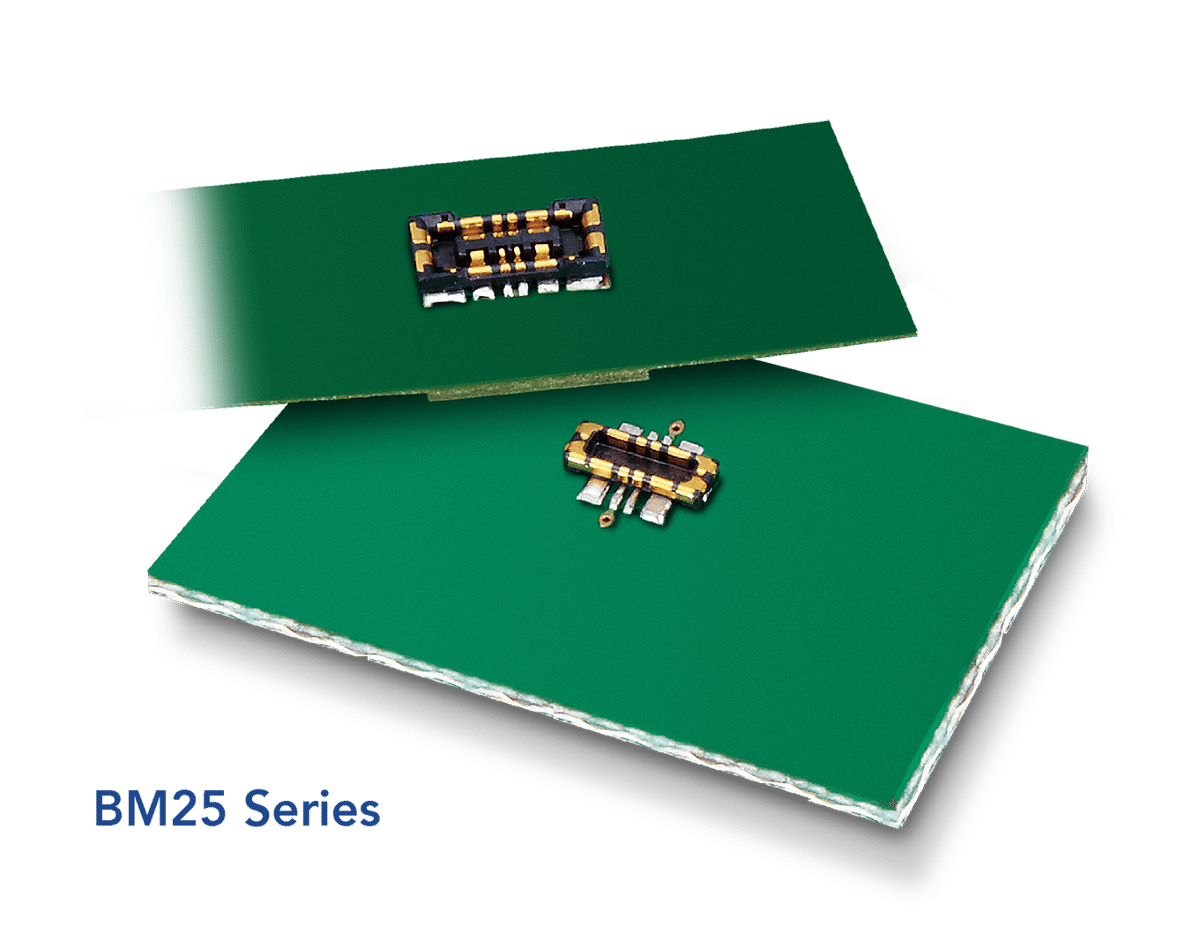 Image of Hirose's BM25 connector, a 0.7mm height solution for FPC-to-board connections with up to 10Amps current rating for micro-mobility devices.