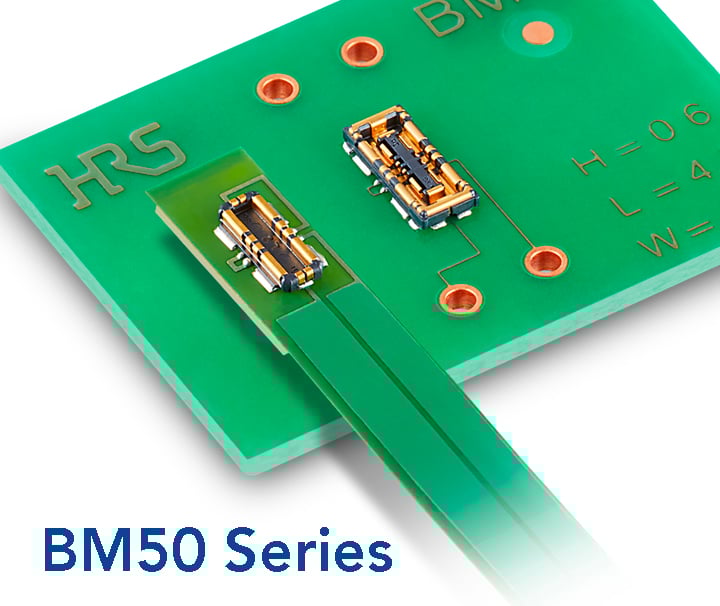 BM50 connector product shot - designed for efficient board-to-board connectivity. Labeled BM50.